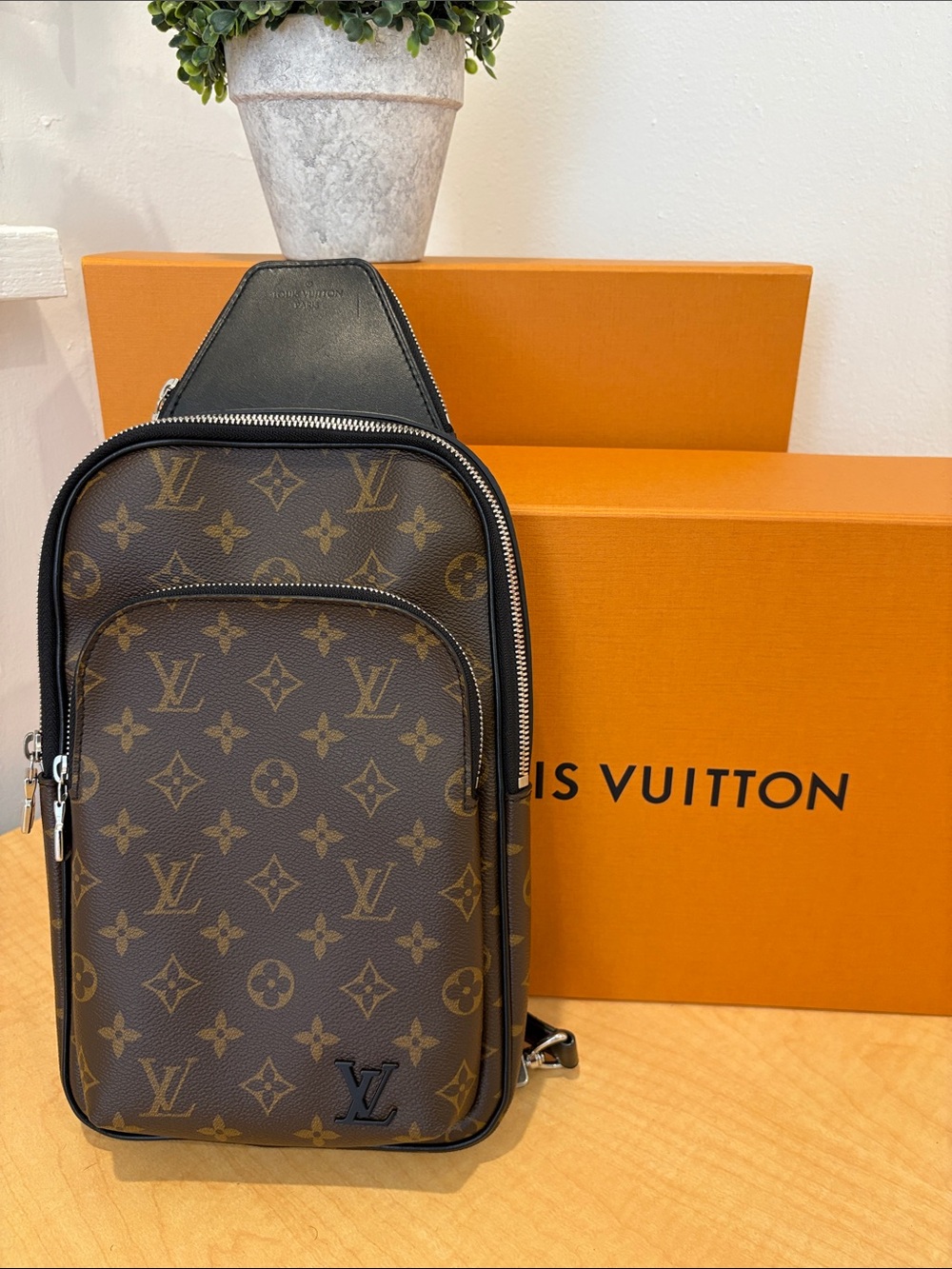 Louis Vuitton Avenue Sling Bag NM Eclipse Monogram Canvas Crossbody Belt Brown